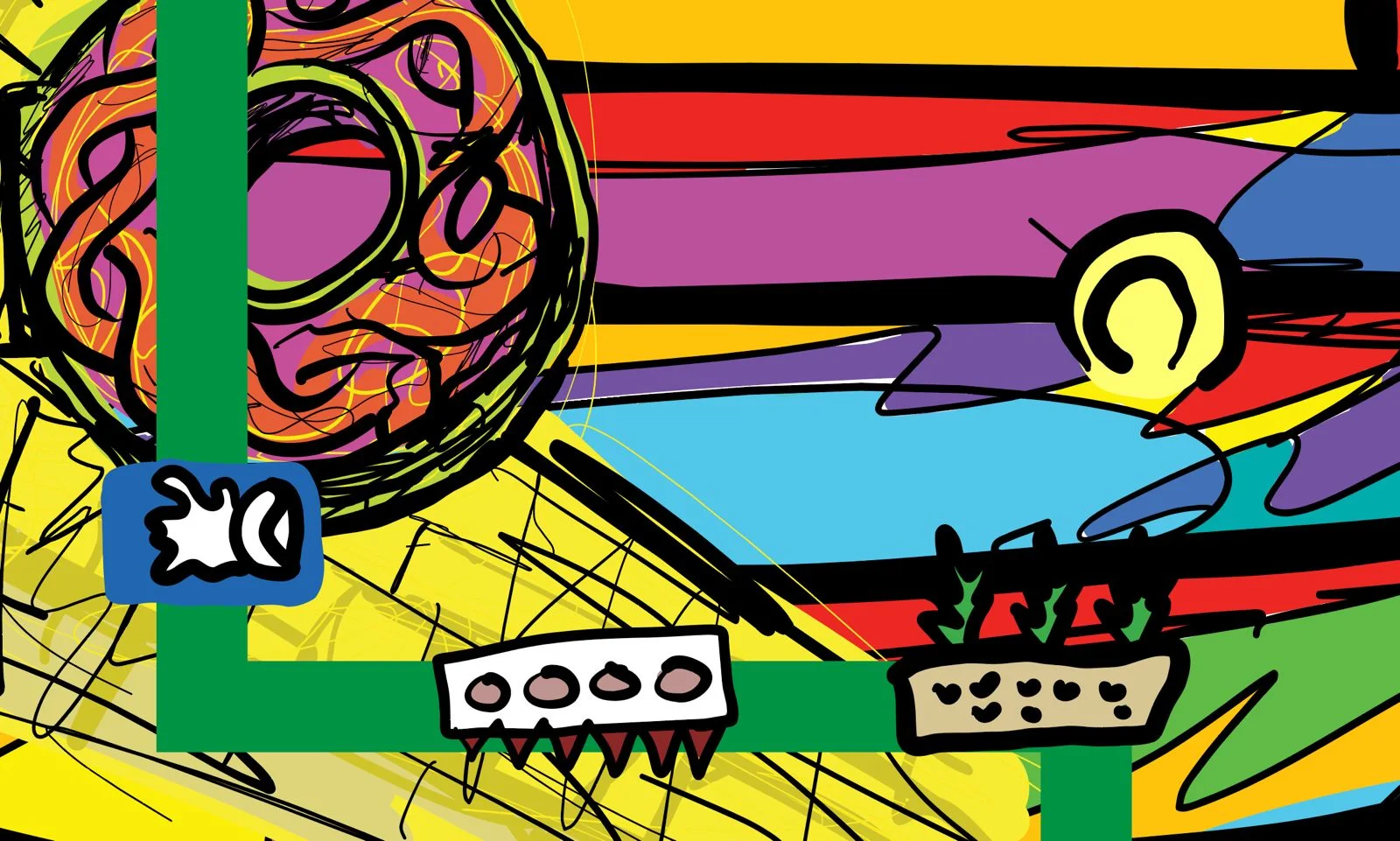 Фрагмент росписи Хорхе Сехудо, 2-й этаж, отель Catedral