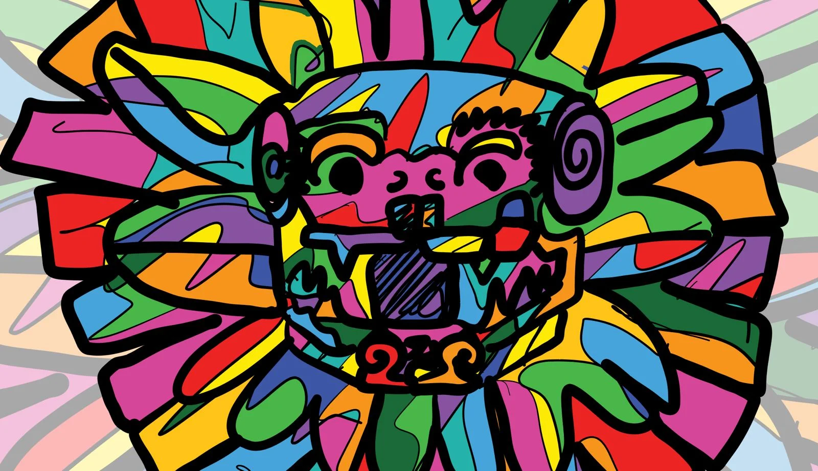 जॉर्ज सेजुडो का «ऊपर-नीचे — मिलन है» भित्तिचित्र का ऊपरी भाग, 5वां तल, होटल कैटेड्रल