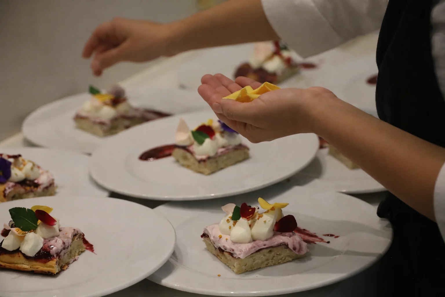 Plated pastries at Hotel Catedral bakery.