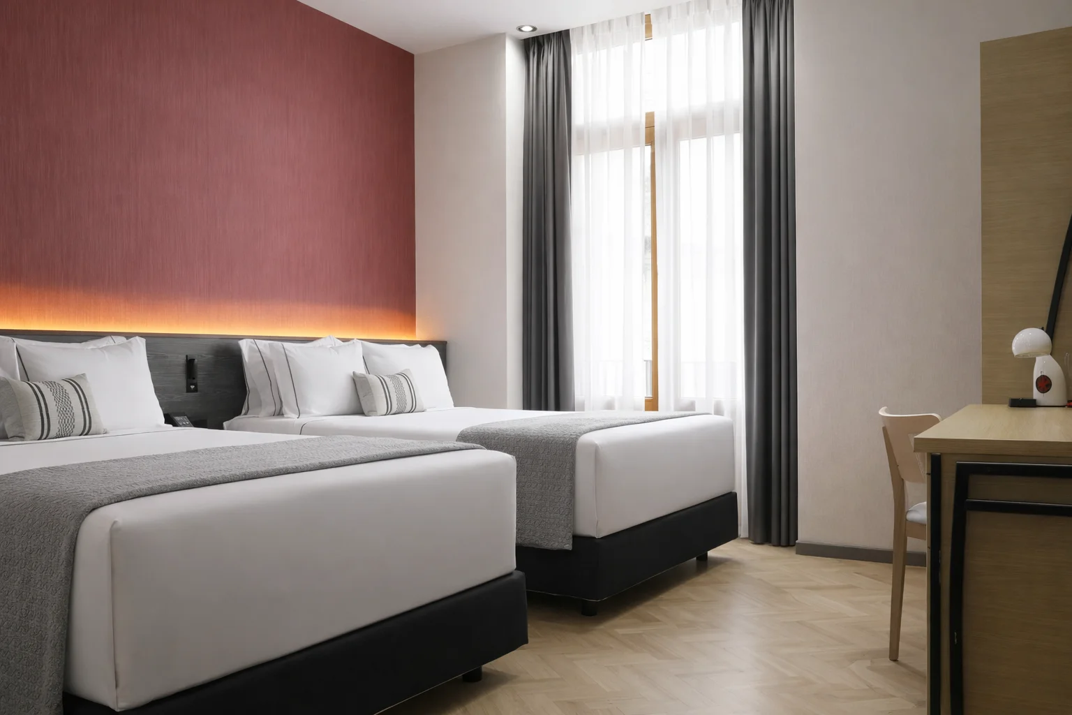 Hotel Catedral. Double room with balcony. Additional view of the room and Metropolitan Cathedral.